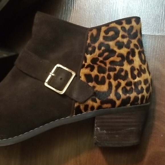Brown Suede Calf Fur Booties - Picture 2 of 8